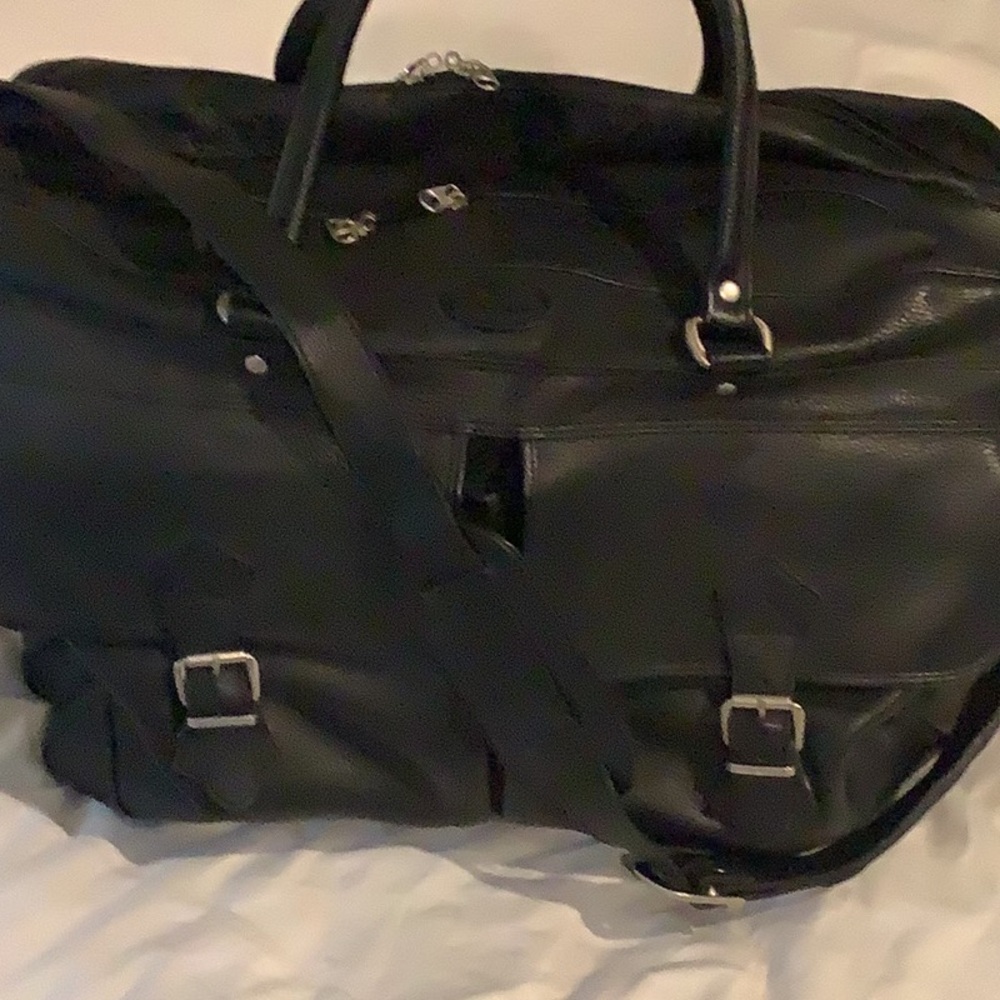 Black Leather OVERLND Travel Bag - Picture 7 of 7